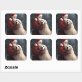 Grote Pyreneeën met Sinterklaas Feestelijke Kerstm Vierkante Sticker (Vel)