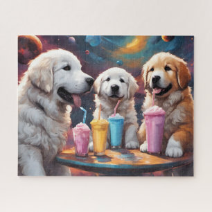 Grote Pyreneeën Moeder en Puppies met Milkshakes Legpuzzel