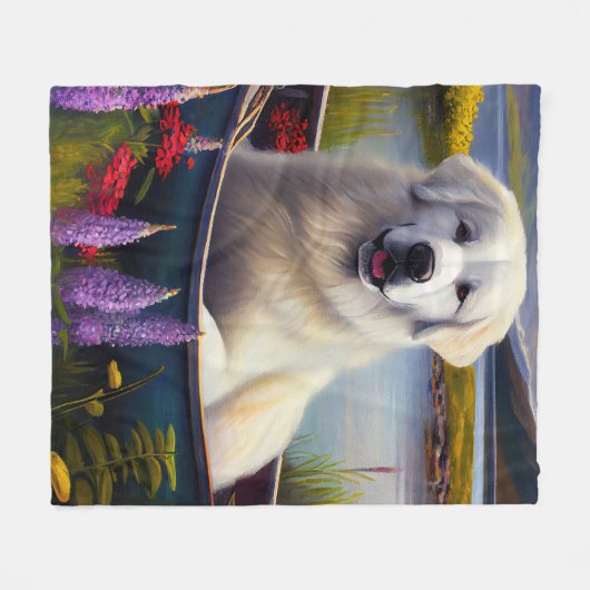 Grote Pyreneeën op een peddel: een Schilderachtig  Fleece Deken (Voorkant (Horizontaal))