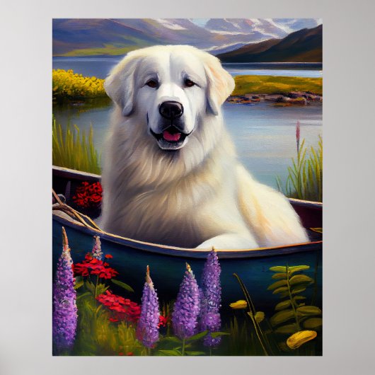 Grote Pyreneeën op een peddel: een Schilderachtig Poster (Voorkant)