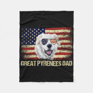 Grote Pyreneeën Papa Amerikaanse Vlag Verenigde S Fleece Deken