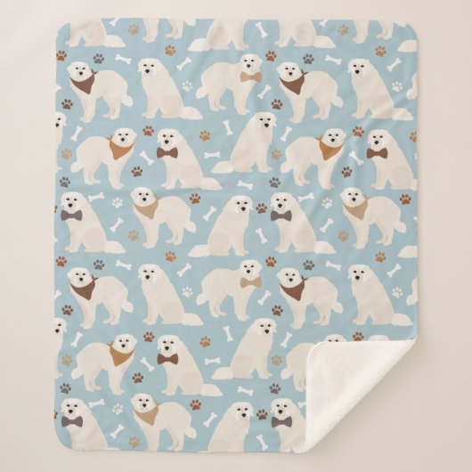 Grote Pyreneeën Paws en Botten Sherpa Blanket Sherpa Deken (Voorkant)