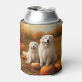 Grote Pyreneeën Puppy Herfst Delight Pompoen Blikjeskoeler (Blikje Voorkant)