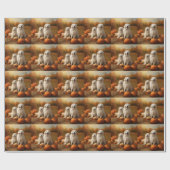 Grote Pyreneeën Puppy Herfst Delight Pompoen Cadeaupapier (Vlak)