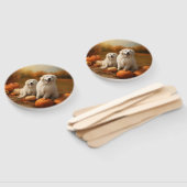 Grote Pyreneeën Puppy Herfst Delight Pompoen Handwaaier (Niet-gemonteerd)