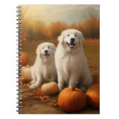 Grote Pyreneeën Puppy Herfst Delight Pompoen Notitieboek (Voorkant)