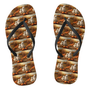 Grote Pyreneeën Puppy Herfst Delight Pompoen Teenslippers