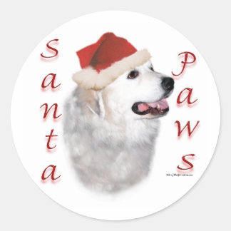 Grote Pyreneeën Santa Paws Ronde Sticker