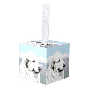 Grote Pyreneeën schilderen - Oorspronkelijke hond Kubus Ornament