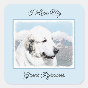 Grote Pyreneeën schilderen - Oorspronkelijke honde Vierkante Sticker