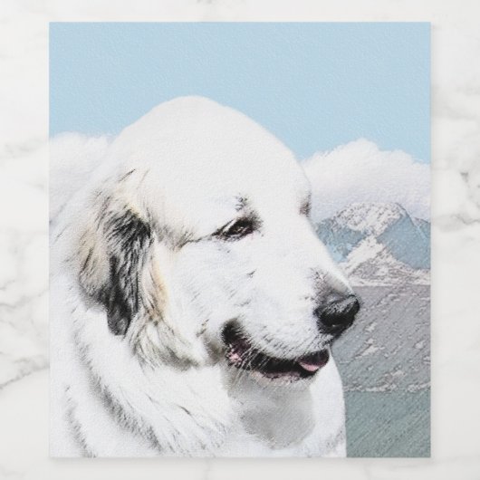 Grote Pyreneeën schilderen - Oorspronkelijke honde Wijn Etiket (Enkel label)