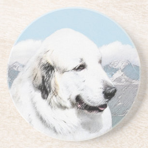 Grote Pyreneeën schilderen - Oorspronkelijke honde Zandsteen Onderzetter