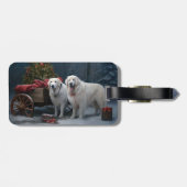 Grote Pyreneeën Snowy Sleigh Kerst Decor Bagagelabel (Achterkant horizontaal)