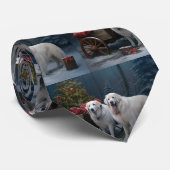 Grote Pyreneeën Snowy Sleigh Kerst Decor Stropdas (Opgerold)