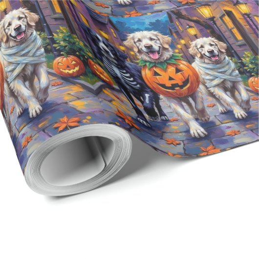 Grote Pyreneeën Trick-or-Treating Halloween Kostuu Cadeaupapier (Rol Hoek)