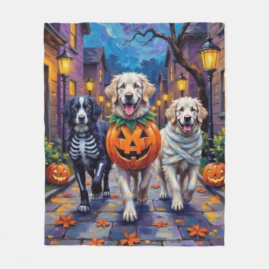 Grote Pyreneeën Trick-or-Treating Halloween Kostuu Fleece Deken (Voorkant)