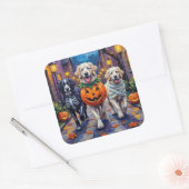 Grote Pyreneeën Trick-or-Treating Halloween Kostuu Vierkante Sticker (Envelop)