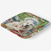 Grote Pyreneeën Vakantie Bakken: Feestelijke Kerst Papieren Bordje (Gebogen)