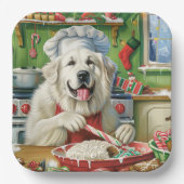 Grote Pyreneeën Vakantie Bakken: Feestelijke Kerst Papieren Bordje (Voorkant)