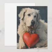 Grote Pyreneeën Valentijnsdag Vintage Feestdagenkaart (Voorkant / Achterkant)