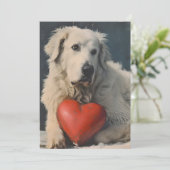 Grote Pyreneeën Valentijnsdag Vintage Feestdagenkaart (Staand voorkant)