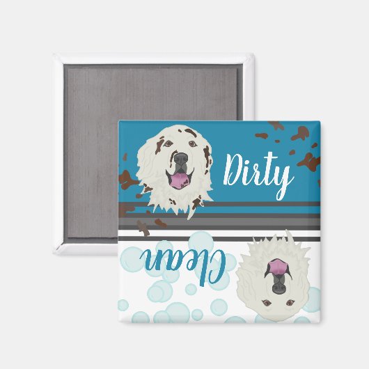 Grote Pyreneeën Vuile/Schoonmaakwasmachine Magneet (Voorkant / Achterkant)