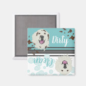 Grote Pyreneeën Vuile/Schoonmaakwasmachine Magneet (Voorkant / Achterkant)