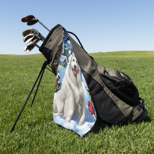 Grote Pyreneeën Winter Wonderland Kerstvreugde Golfhanddoek (Groen)