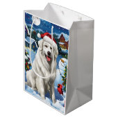 Grote Pyreneeën Winter Wonderland Kerstvreugde Medium Cadeauzakje (Achterkant Gekanteld)