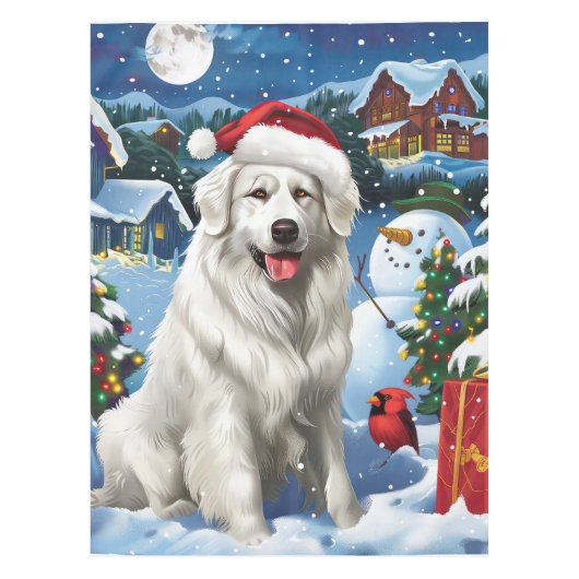 Grote Pyreneeën Winterwonderland Kerstvreugde Tafelkleed (Voorkant)