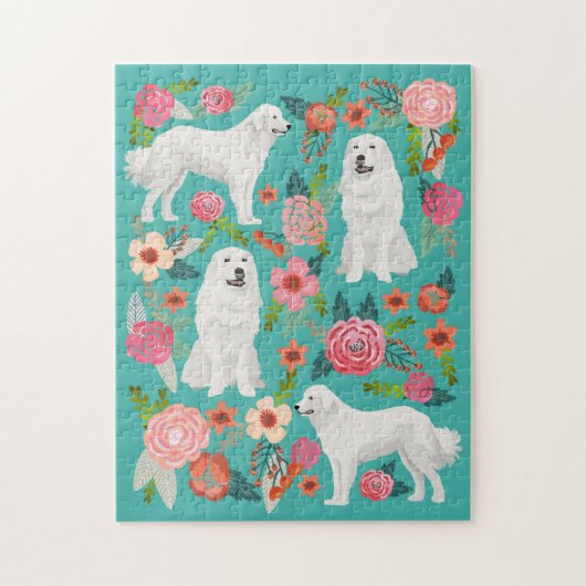 Grote Pyrenees Dog Floral Legpuzzel (Verticaal)