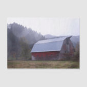 Grote Red Weathered Barn met een Misty Forest Tissuepapier (Voorkant)