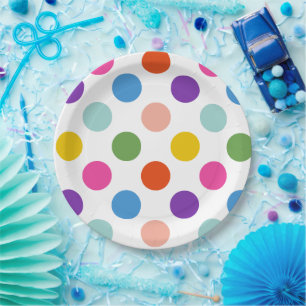 Grote regenboog gekleurde polka stippen patroon papieren bordje