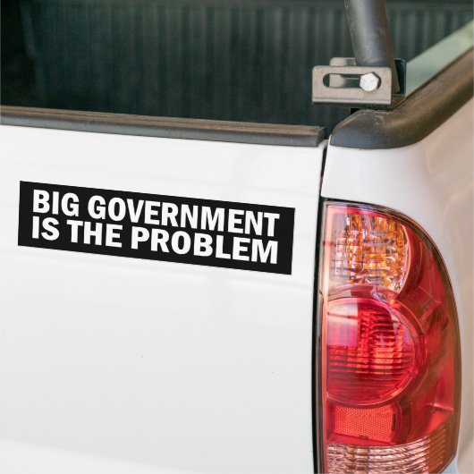 Grote regering is het probleem van de motto's bumpersticker (Op Truck)
