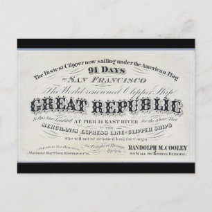 Grote Republiek Clipper zeilschip 1900 Briefkaart
