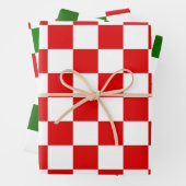 Grote Retro Checkerboard - Rood en Groene Kerstmis Inpakpapier Vel (In situ)