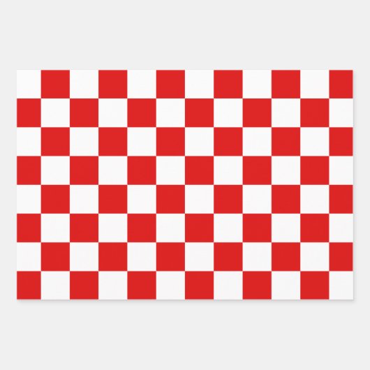 Grote Retro Checkerboard - Rood en Groene Kerstmis Inpakpapier Vel (Voorkant)