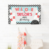 Grote Retro Chevron Bowling Verjaardag Banner (Insitu)