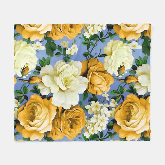 Grote Retro Gele Rose Bloem Fleece Deken (Voorkant (Horizontaal))