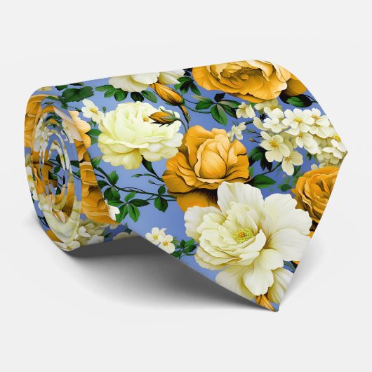 Grote Retro Gele Rose Bloem Stropdas (Opgerold)