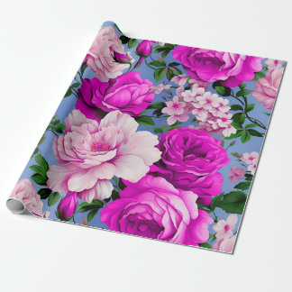 Grote Retro Paarse Rozen Bloem Cadeaupapier