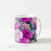 Grote Retro Paarse Rozen Bloem Koffiemok (Voorkant rechts)