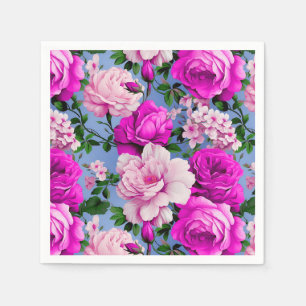 Grote Retro Paarse Rozen Bloem Servet