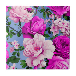Grote Retro Paarse Rozen Bloem Tegeltje