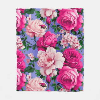 Grote Retro Roze Rose Bloem Fleece Deken