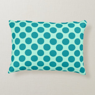 Grote retro stippen - aqua en turquoise decoratief kussen