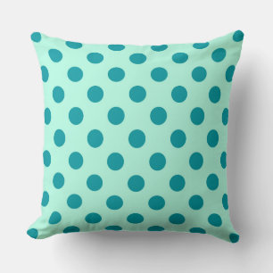 Grote retro-stippen - aqua en turquoise kussen