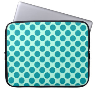 Grote retro-stippen - aqua en turquoise laptop sleeve