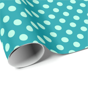Grote retro-stippen - aqua op turquoise cadeaupapier