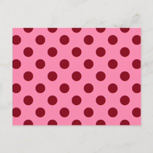 Grote retro stippen - bordeauxrood op roze briefkaart